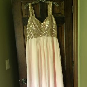 Gold sparkle and pink chiffon dress